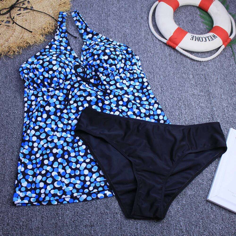 Tankini 2024 Women Swimsuits Two Piece Bikini Set Brazilian Swimwear Vintage Padded Bathing Suit Female Beachwear Plus Size 3XL XJ260206