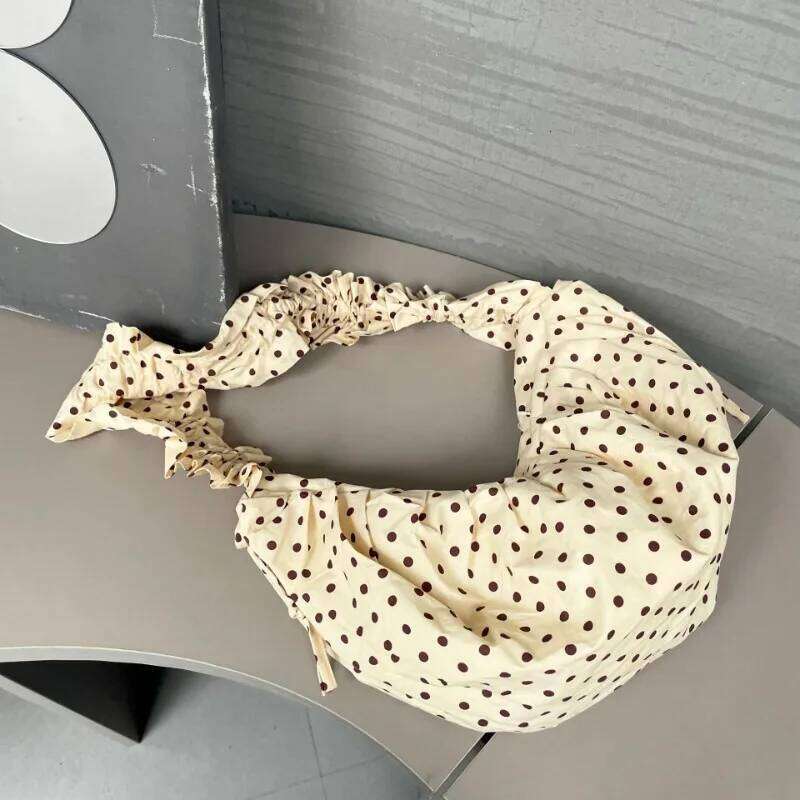 Women Underarm Large Capacity Polka Dot Retro Crossbody All Matched Pleated Dumpling Bag for Outdoor Travel Clutch Purse Y260205