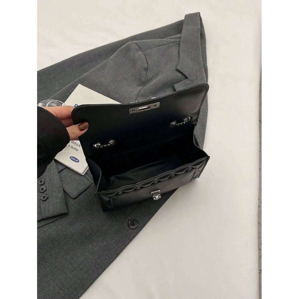 Fashionable Embossed Square Crossbody Diamond Pattern Metal Handbag All-Match Quilted Chain Bag Women's Classic Purse Y260205