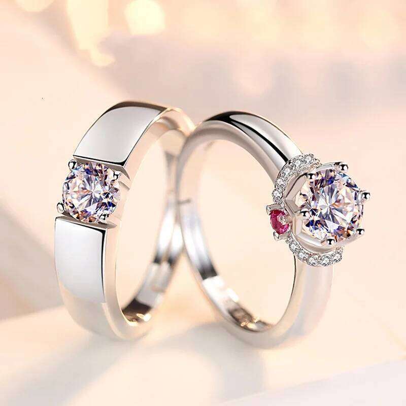 New Silver Plated Couple Ring For Lovers Forever Endless Love Heart Zircon Open Rings Wedding Engagement Anniversary Jewelry W260206