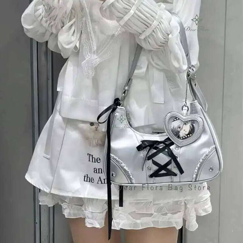 Y2k Cute Women Underarm Sweet Ita Lolita Girls Transparent Pocke DIY Display Shoulder Bag Fashion Handbag Purses Y260205