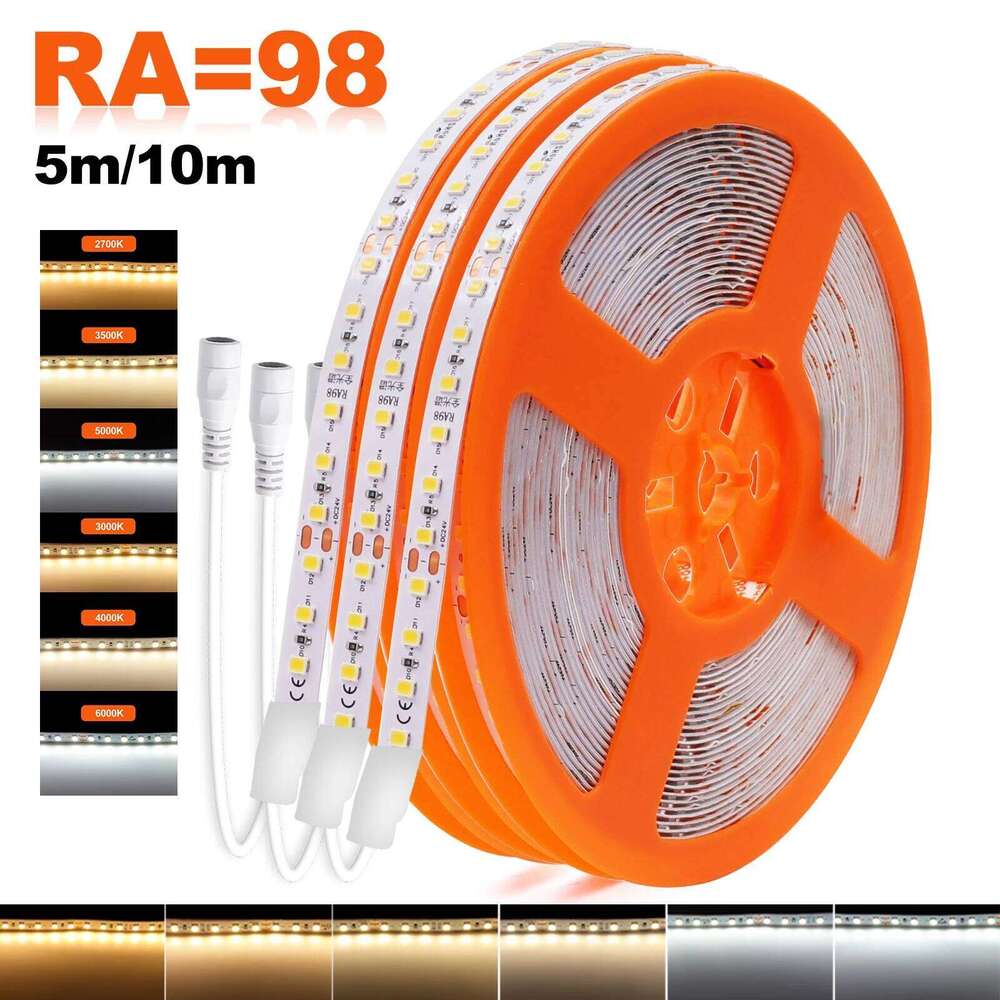 5M 10M/Roll Strip Light 12V 24V 2835 Flexible Tape Ribbon 8MM RA98 3000K 4000K 6000K LED Lights for Home Decor Lighting Z260206