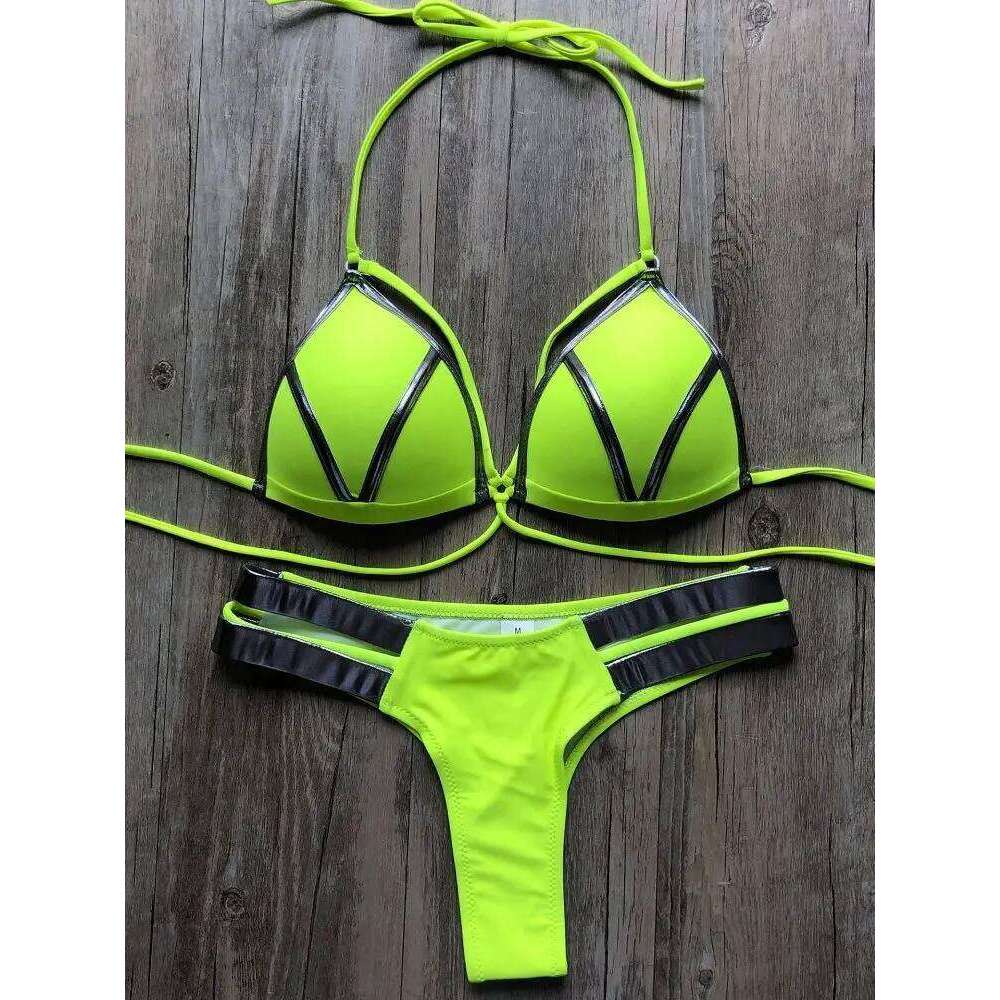 2019 Gold Stamping Set Sexy Padded Women Swimsuit Push Up Bikini Swimwear Summer Beachwear Brazil Bathing Suit Z260206