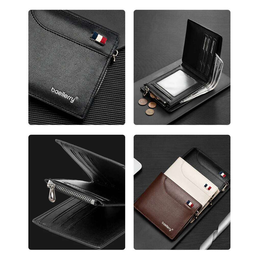 New Short Wallets High Quality Card Clips Zipper Male Coin Purse ID & Photo Holder Luxury Big Capacity Men Wallet Y260206