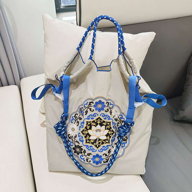 New Canvas Japanese Style Shopping Custom Embroidered Tote Handheld Shoulder Bag MASA