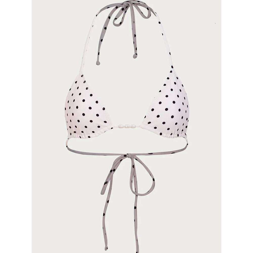 Hollow Dot Bikinis White Swimsuit Women Triangle Swimwear 2025 Print Bathing Suit High Cut Biquini Mujer Micro Thongs Beach Wear XJ260206