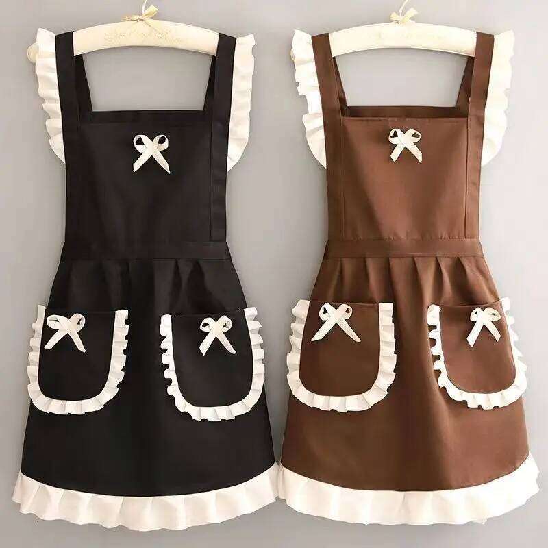 Cute Maid Outfit, Oil Stain Resistant Apron with Waistband, Kitchen and Restaurant Work Clothes S260205
