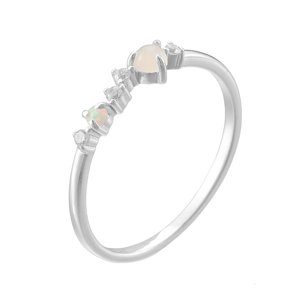s925 sterling silver Japanese-style natural moonstone for women, light luxury niche design inlaid with opal, exquisite ring