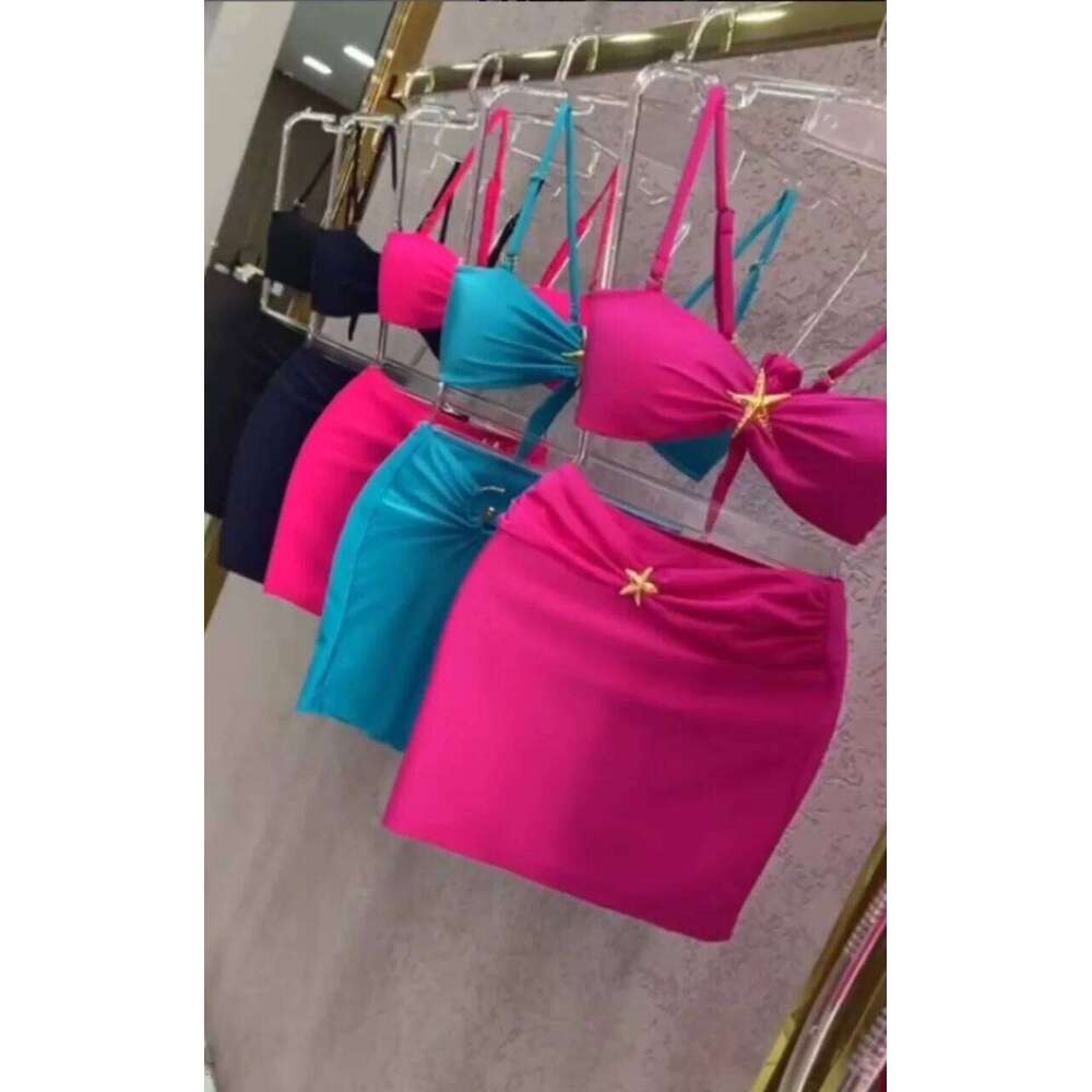 Three-piece Sling New Star Bikini Sexy Solid Color Swimsuit Pants Adjustable Z260206