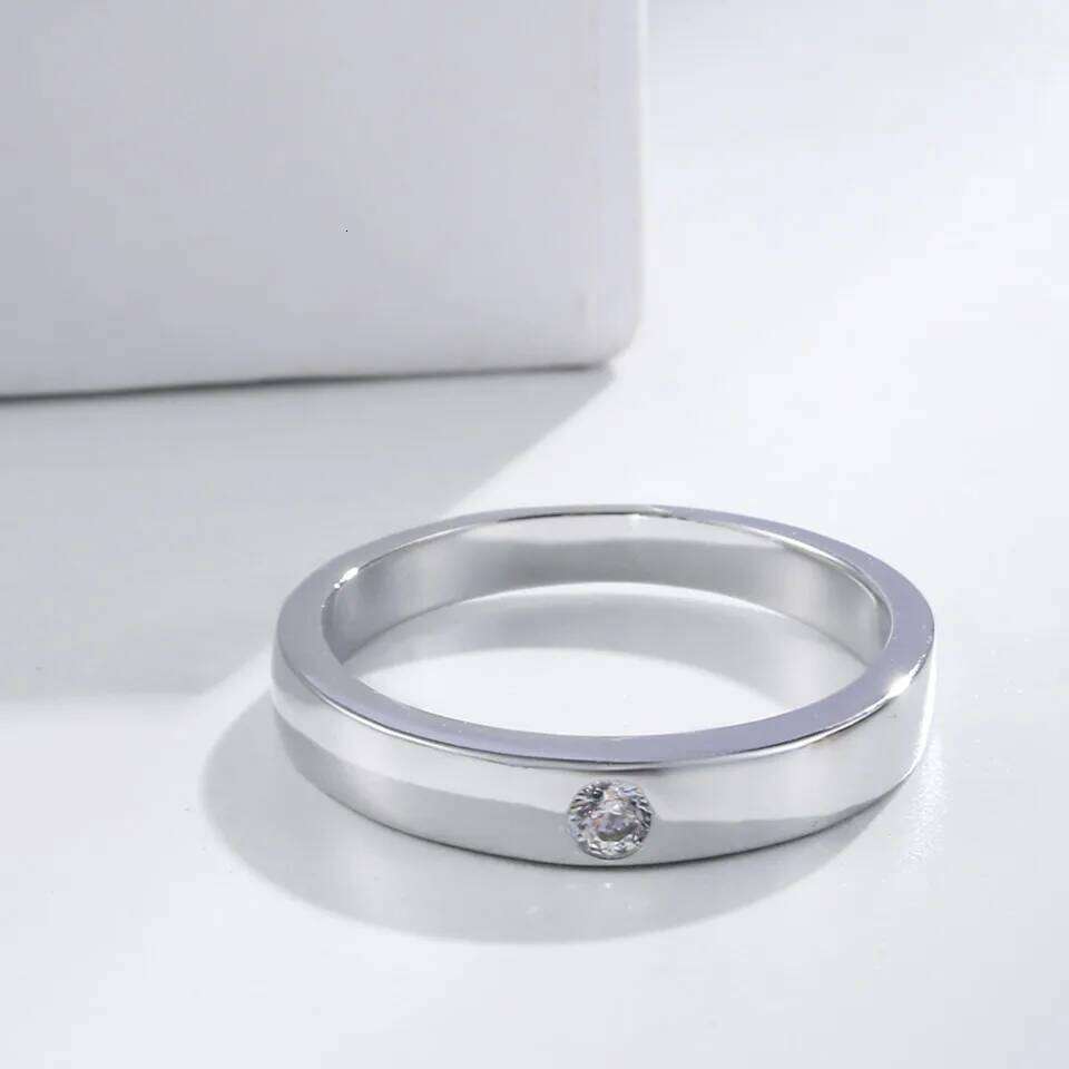 Buyee 925 Sterling Silver Couples Sets White Zircon Sweet Lovers Ring for Women Men Classic Wedding Fine Jewelry Circle W260206