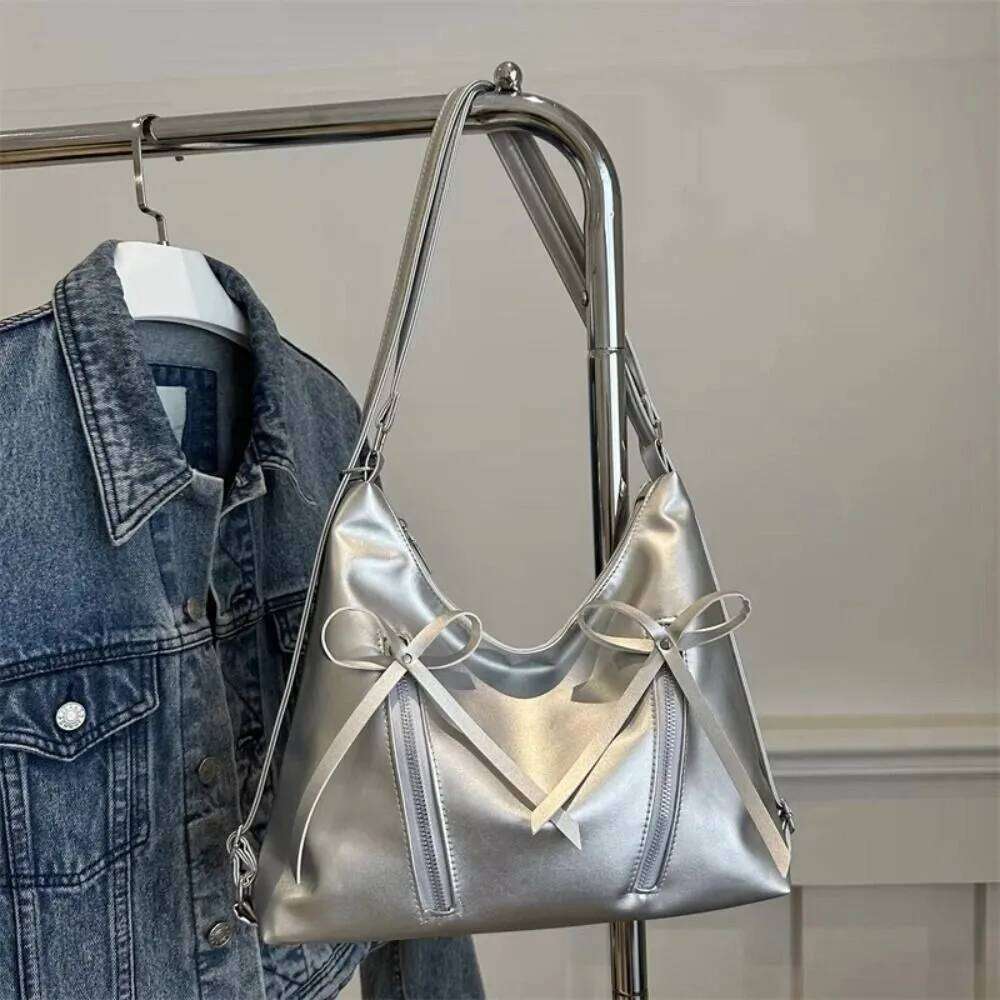 Trendy Korean Bows Armpit Stylish Versatile Bow Tote Sweet Large Capacity Women's Handbags Underarm Bag Y260205