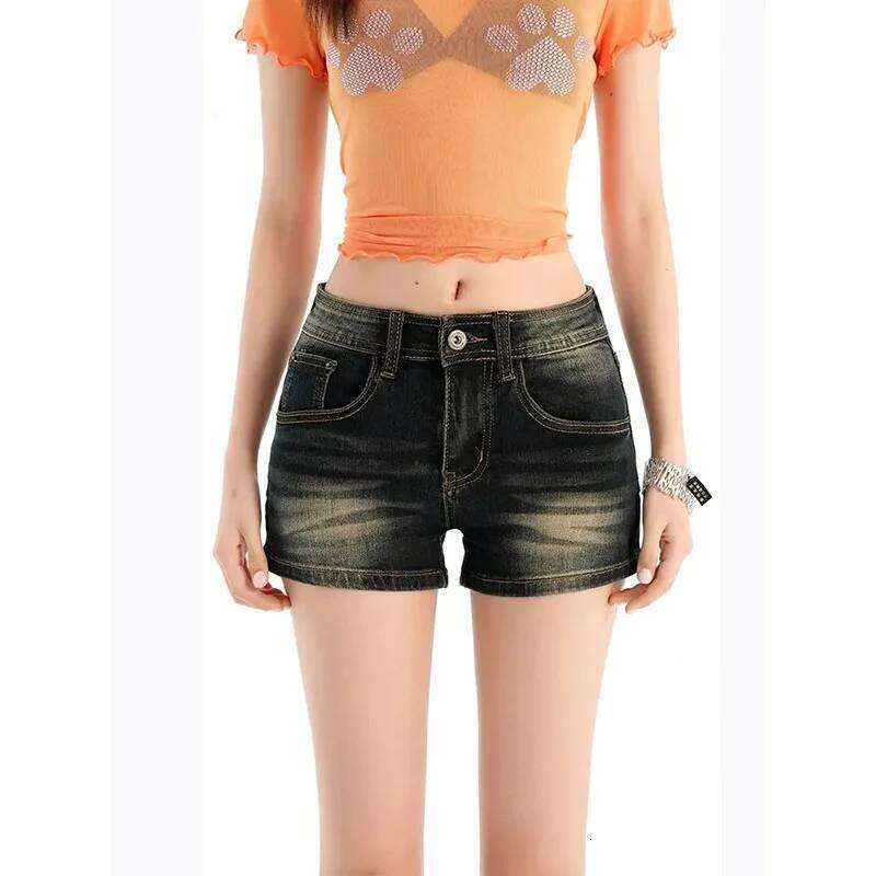 Women Retro Streetwear 90S Y2K 2025 Summer Korean Grunge Hot Denim Shorts Female Harajuku Slim Fit Cowboy Short Pants XJ260206
