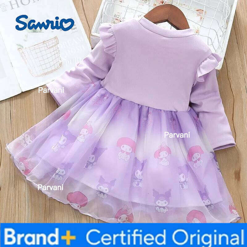 Sanrio New Kuromi Mesh Dress Long Sleeves Princess Tutu Formal Wear Spring Autumn Kawaii Cartoon Girls Clothing Fashion H260206 - view 5