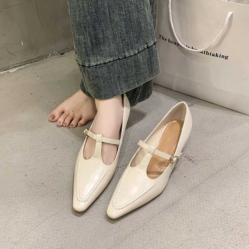 With Box White Pointed Toe Mary Jane Design Shoe Retro British Style kitten heels Elegant Fashion Shoes for Women Free Gift