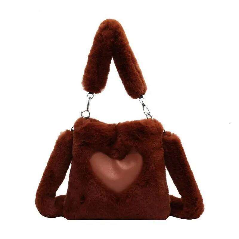 Faux Fur Winter Women Large Capacity Cute Plush Ladies ShoulderBag Female Clutch Purse Handbags Messenger Tote Bag 2023 XJ260129