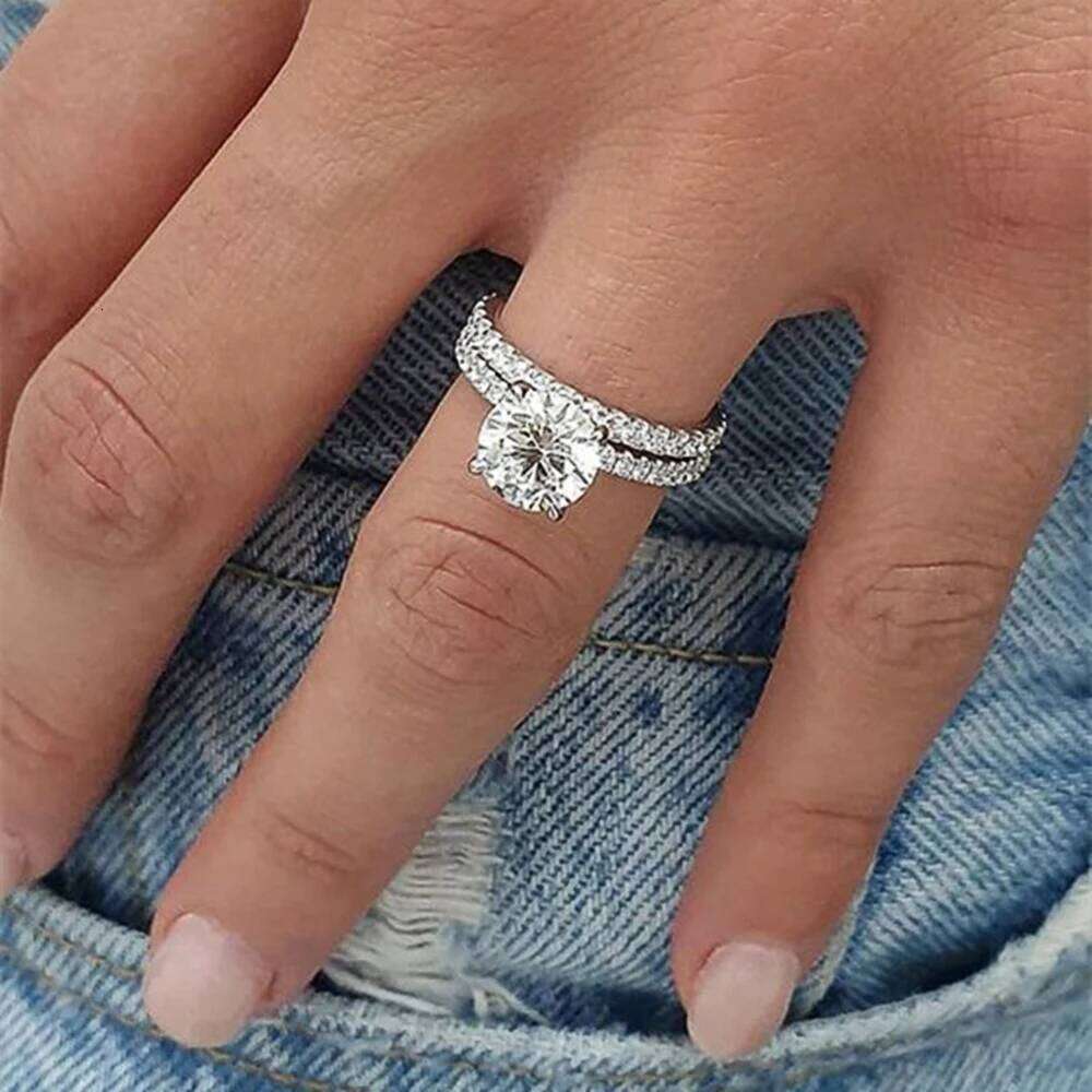 Huitan High Quality Geometric Cubic Zirconia Sets Rings Fashion Jewelry for Women Eternity Wedding Trend Engagement Accessories W260206