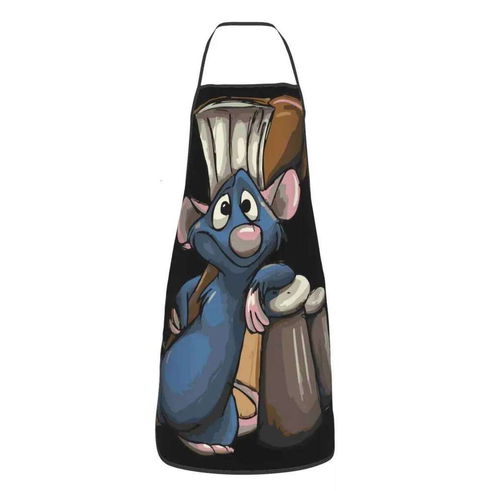 Unisex Ratatouille Remy With Spoon Apron Adult Women Men Chef Tablier Cuisine For Kitchen Cooking Animated Film Painting S260205