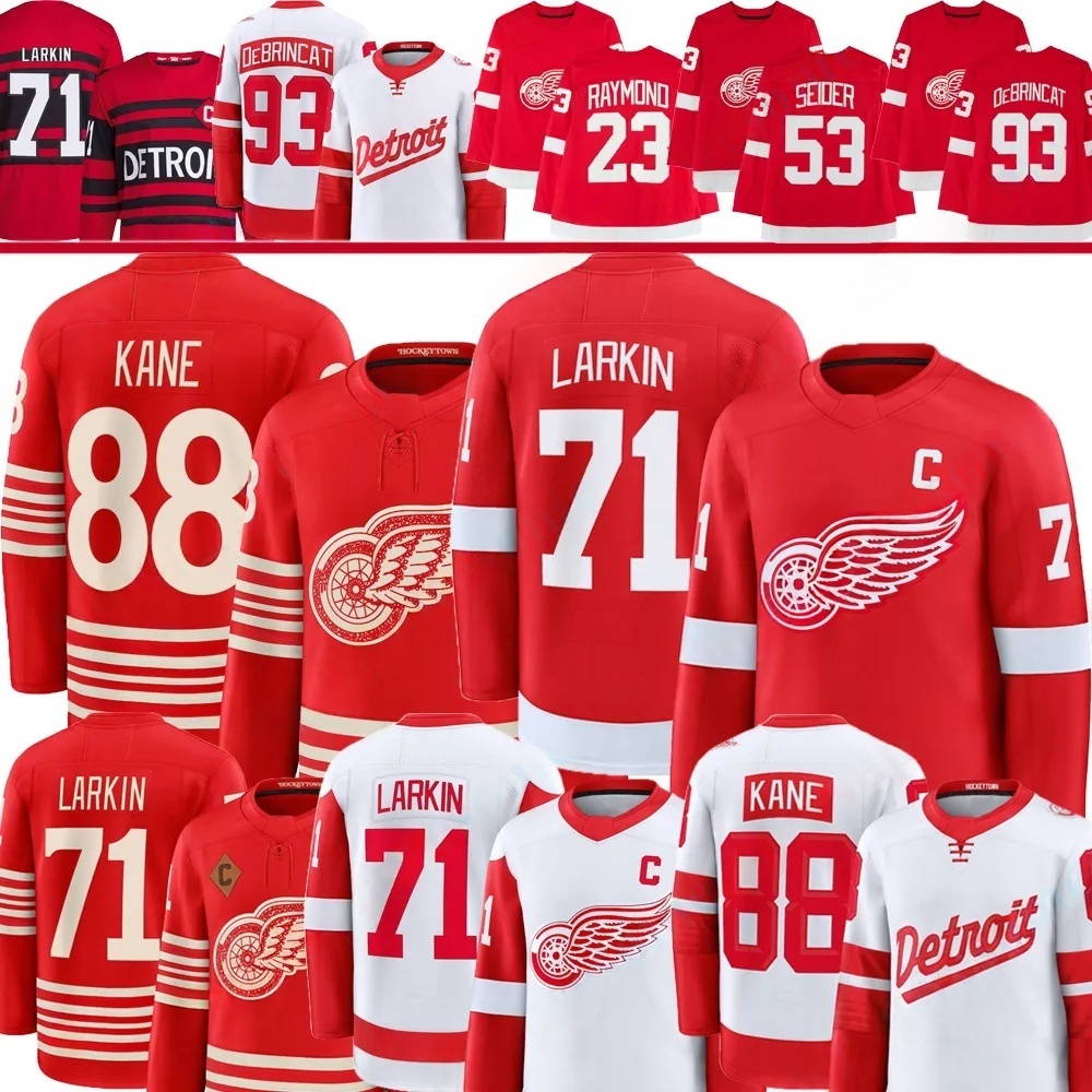 Dylans Larkins Detroites Hockey Red wingsS Jersey Patrick Kane Alex DeBrincat Moritz Seider Carter Bear Steve Yzerman John Gibson Lucas Raymond jersey