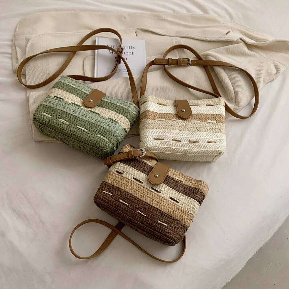 Crossbody Handmade Ladies Woven Bag Fashion Casual Simple Portable Gradient Color Elegant Paper Rope for Seaside Holiday XJ260129