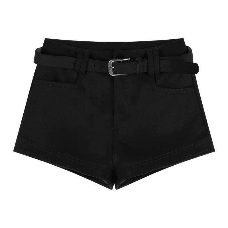 American Hot Girl Coffee Color Tweed Shorts Women Autumn Winter New Style Fashion Low Waist Straight Wide Leg Casual Pants XJ260206