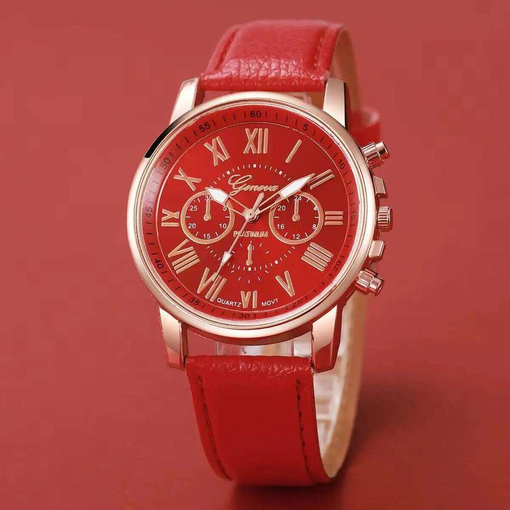 5PCS/Set Fashion Roma Dial Women Quartz Watch Casual Leather Strap Wristwatches Rhinestone Jewelry Set Reloj MujerWithout Box Z260206