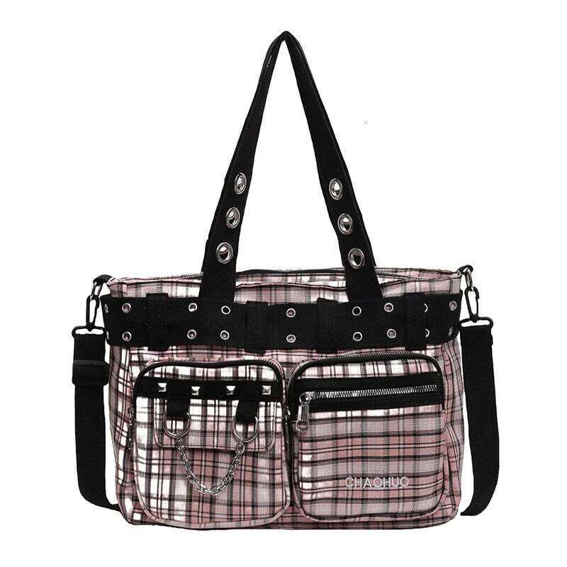 Canvas Plaid Fashion Shoulder Zipper CHAINS 2025 Hot Sale for Women Multiple Pockets Versatile Crossbody Bags Y260205