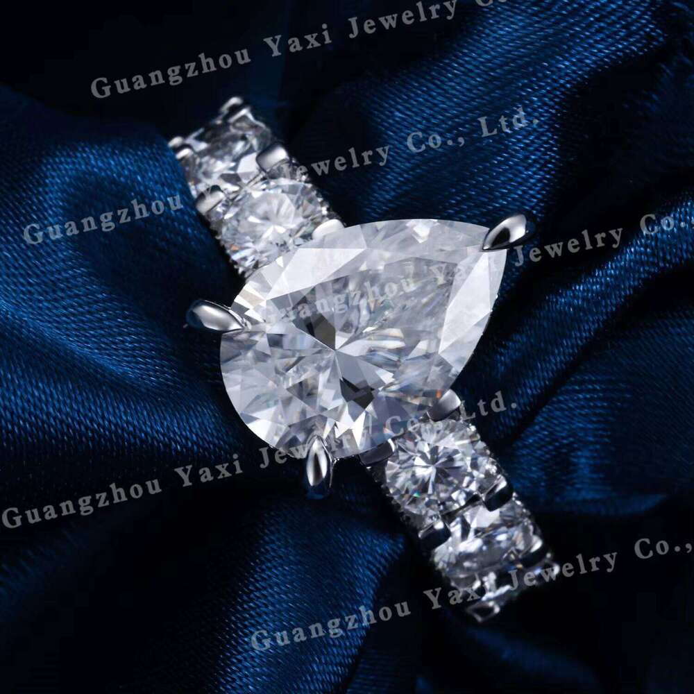 Fine IGI Jewelry VVS Natural Lab Grown Diamond S925 Silver 10K 14K 18K White Gold Pear Cut Wedding Woman Ring