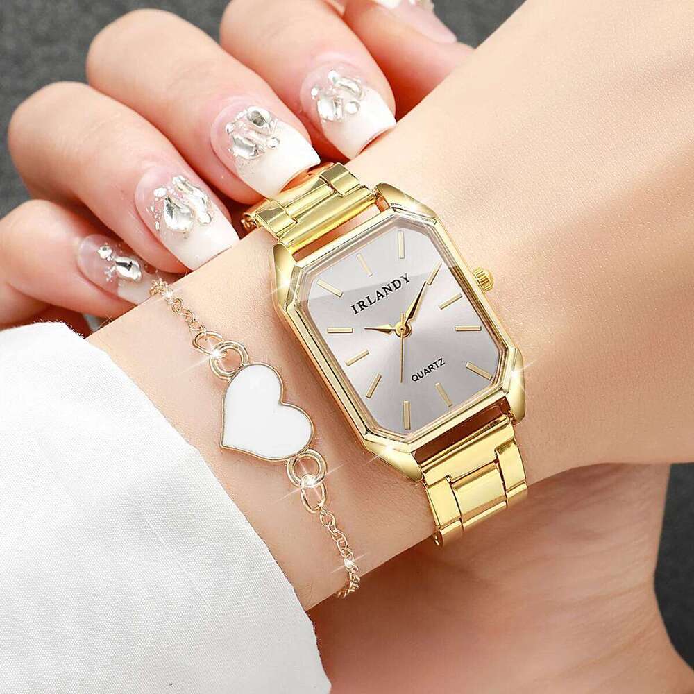 2/4PCS Fashion Rectangle Women Quartz Watch Ladies Alloy Strap Analog Wristwatch With Bracelets SetWithout Box Z260206
