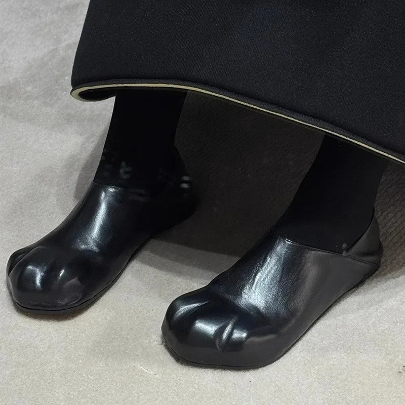 Adorable Cat Claw Flat Bottom Soft Leather Slip-On Shoes Womens Mary Jane Flats Comfortable Casual Shoes Rubber Sole 260124