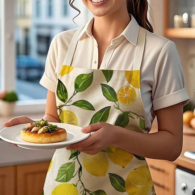 Stylish Baking Lemon Pattern Kitchen Stain Proof Home Waist Circumference Cooking Sleeveless Apron S260205