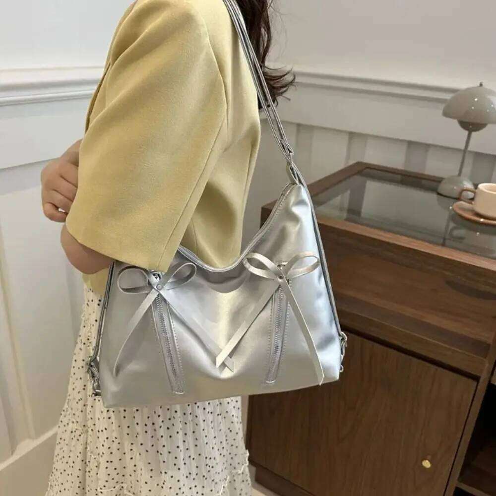 Trendy Korean Bows Armpit Stylish Versatile Bow Tote Sweet Large Capacity Women's Handbags Underarm Bag Y260205