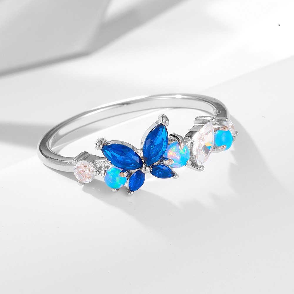 925 sterling silver elegant sophisticated opal butterfly for women, niche design, light luxury style ins ring