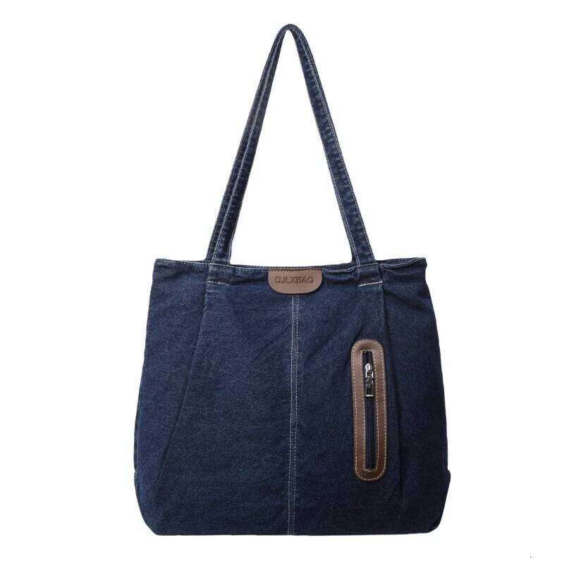 Cowboy Solid Color 2024 High Quality Handbag Zipper Simple Casual Tote Soft Large Capacity Western Style Shoulder Bag Y260205