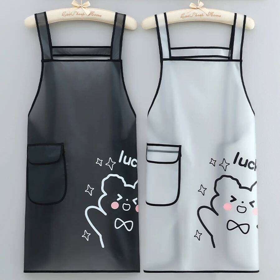 Waterproof TPU Kitchen Apron - Sleeveless, Oil Resistant, Lightweight for Cooking & Cleaning S260205