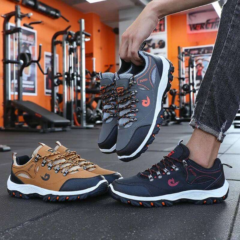 Waterproof Men's Leather Hiking Camping Running Jogging Shoes Breathable Athletic Trainer Masculino Zapatillas De Deporte