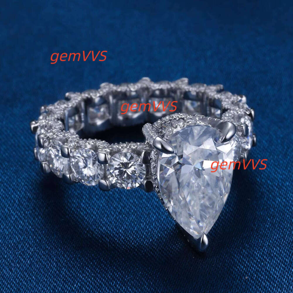 Fine IGI Jewelry VVS Natural Lab Grown Diamond S925 Silver 10K 14K 18K White Gold Pear Cut Wedding Woman Ring