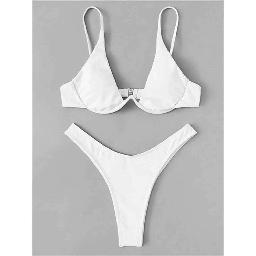 Sexy Underwire Bikini 2025 Mujer Women Solid Red Push Up Bra Swimsuit Haler V Neck Bathing Suit Mini Micro Thong Swimwear Z260206