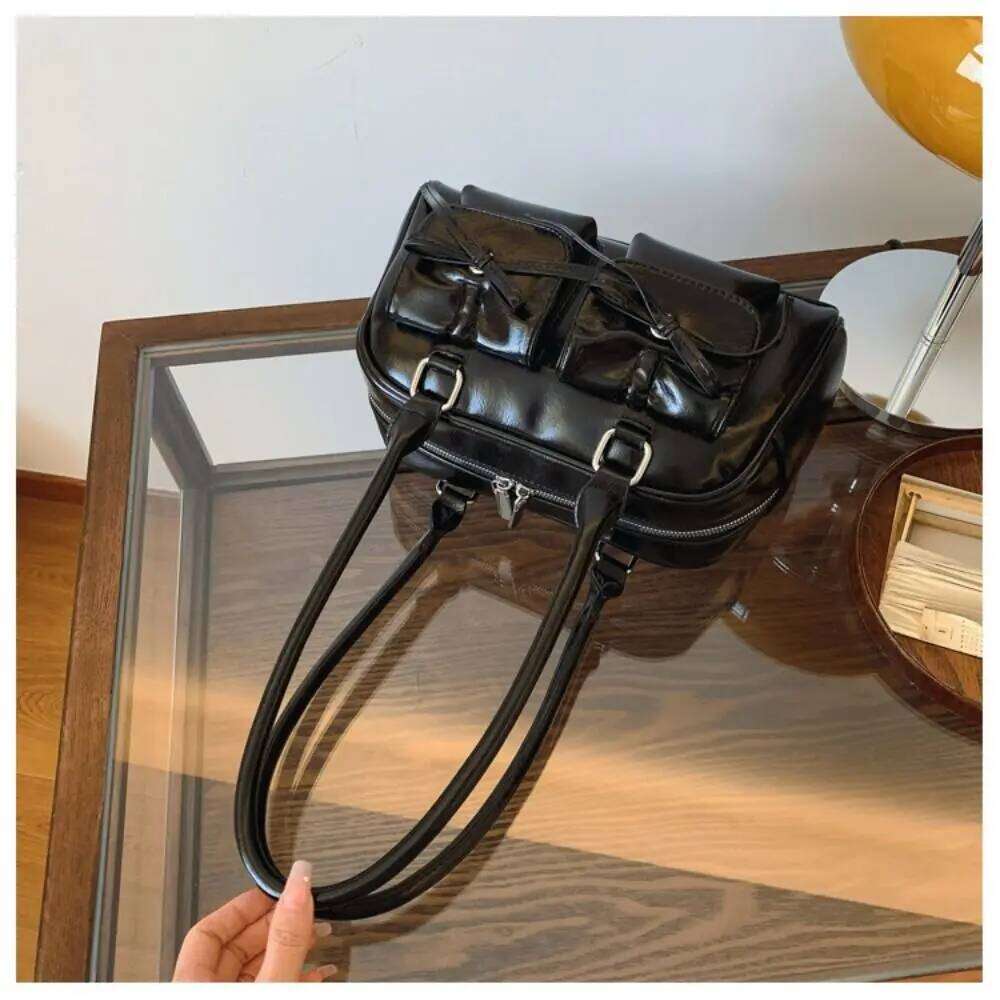 Retro PU Tote Handbags Bow Purse Ballet Style Women's Shoulder Under The Arm Clutch Bag for Women Y260205