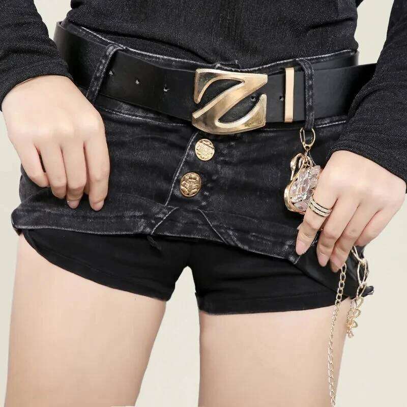 Fashion Denim Short Women Streetwear Spring/Summer 2025 New Slim Stretch Sexy Wrapped Hip Skirt Female Casual Hot Pants H260206