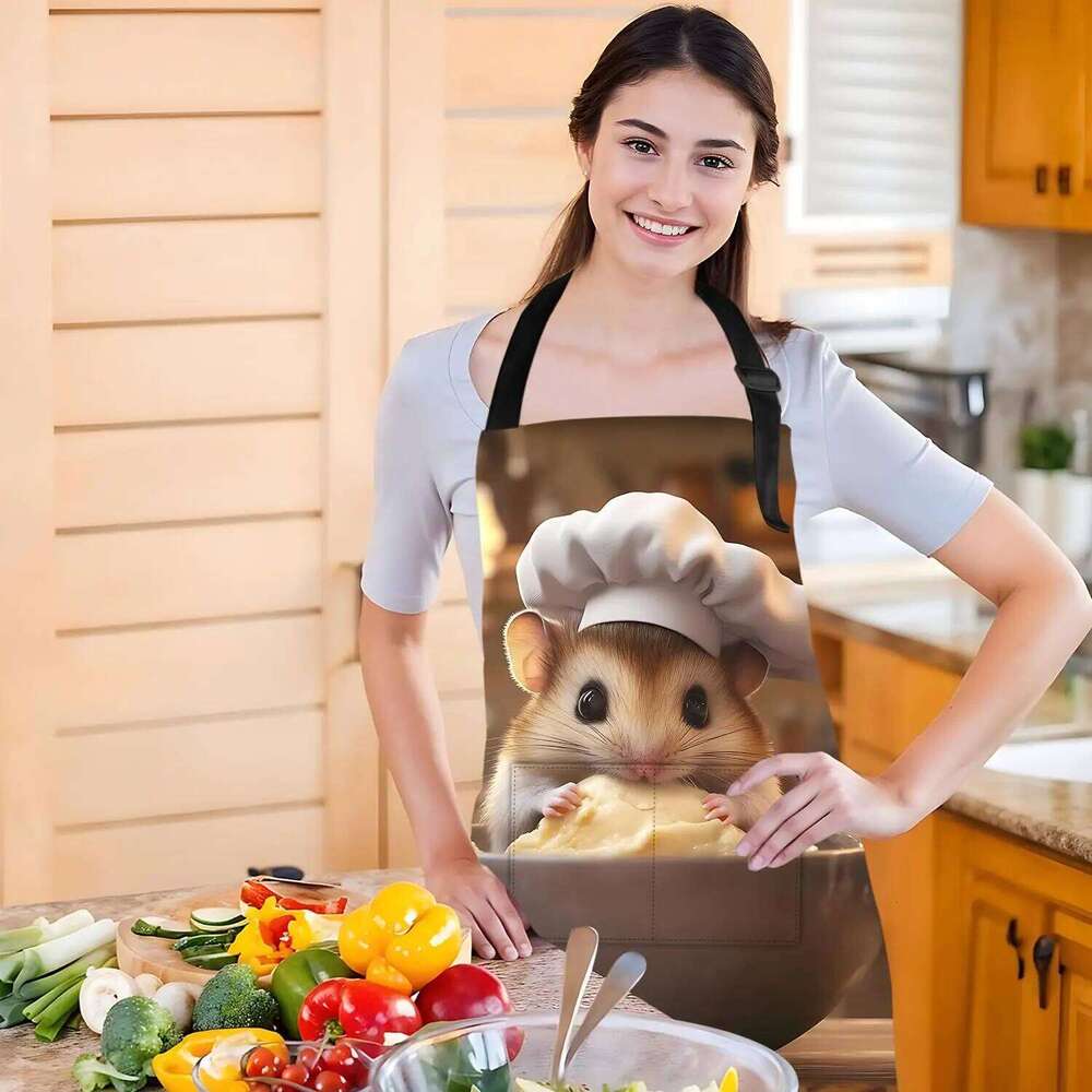 Funny Rat Apron with Pockets Waterproof for Men Women Kitchen Garden Decor S260205 4ca