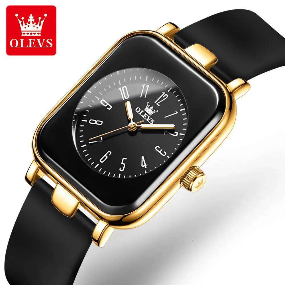 OLEVS 9961 Original Quartz Watch for Women Silicone Strap Watches Black Square Digital Dial Waterproof Ladies Wristwatch Gifts Z260206