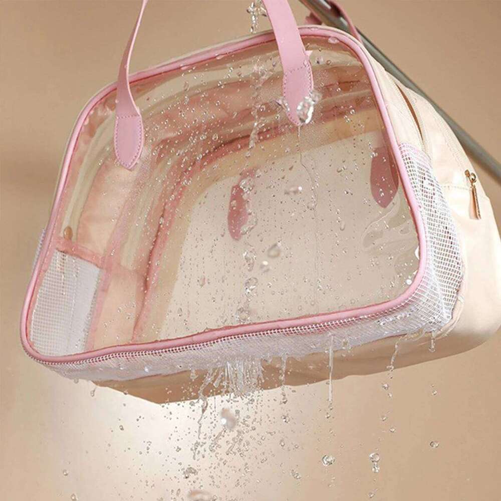 PVC Transparent Frosted Large Capacity Dry Wet Separation Wash Bag In Hand Travel Cosmetics Storage Bags Y260206