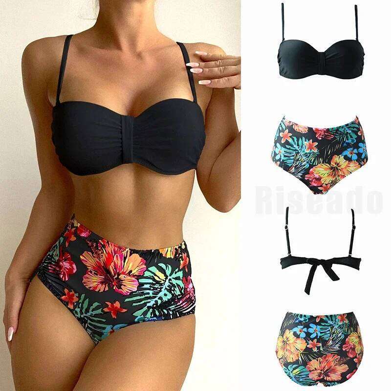 2024 High Waist Bikinis Woman Swimsuit Sexy Swimwear Women Trend Bikini Set New Push Up Bath Suits Bathing Suit Beach XJ260206