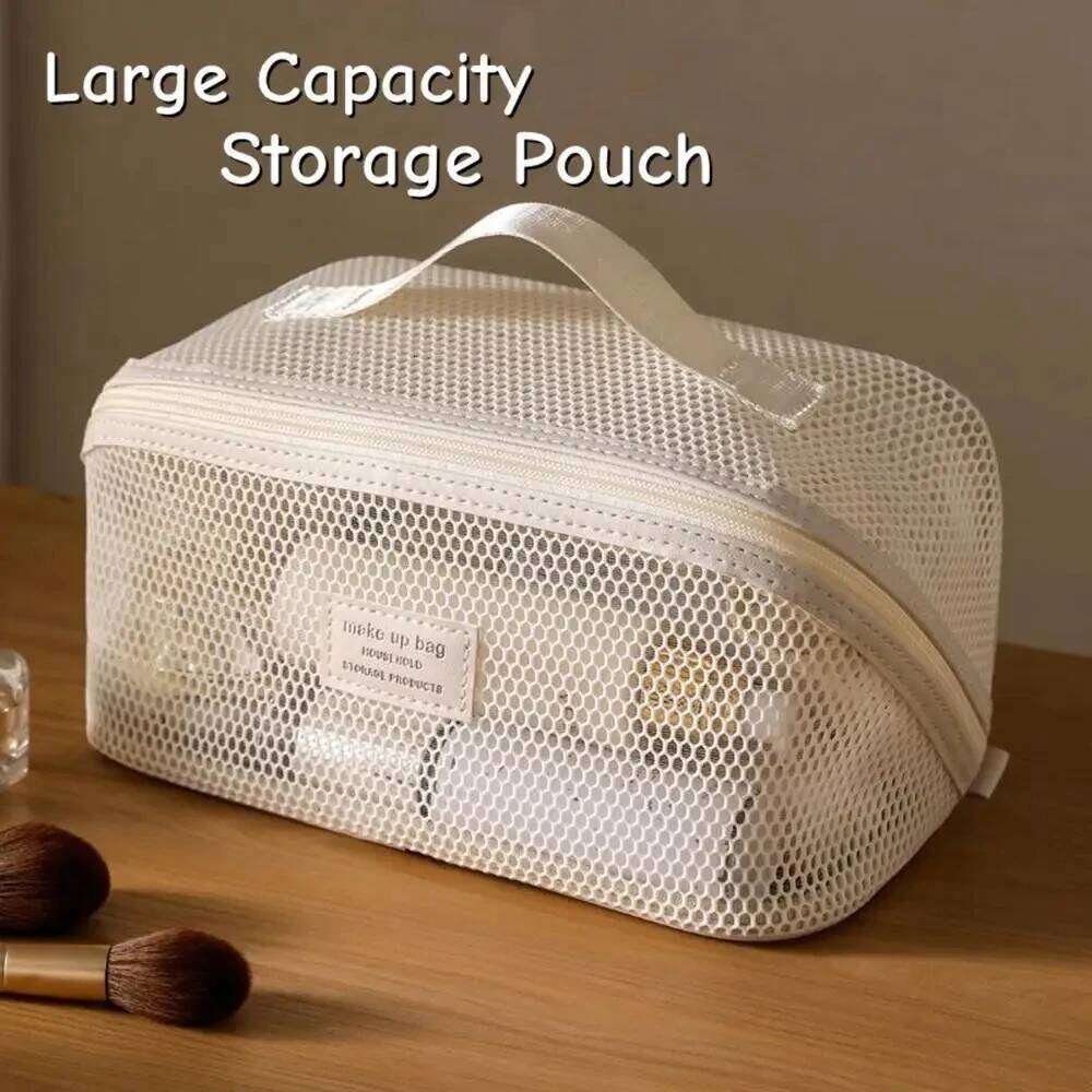 Portable Travel Toiletry Storage Women Organizer Bag Mesh Bags Large Capacity Tote Skincare Makeup Case Y260206