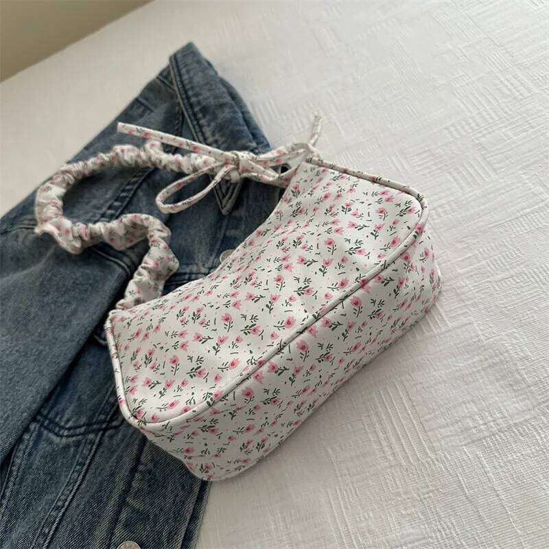 Floral Print Underarm Top Handle Bags Large Capacity Fashion Women's Simple Multi-functional Canvas Casual Shoulder Handbag Y260205