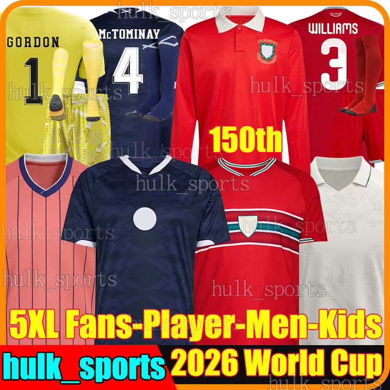 5XL Scotland 2026 Wales 150th soccer jerseys World Cup McTOMINAY ADAMS McGINN McLEAN DYKES WILLIAMS WILSON JOHNSON MOORE men kids kits socks sets football shirts