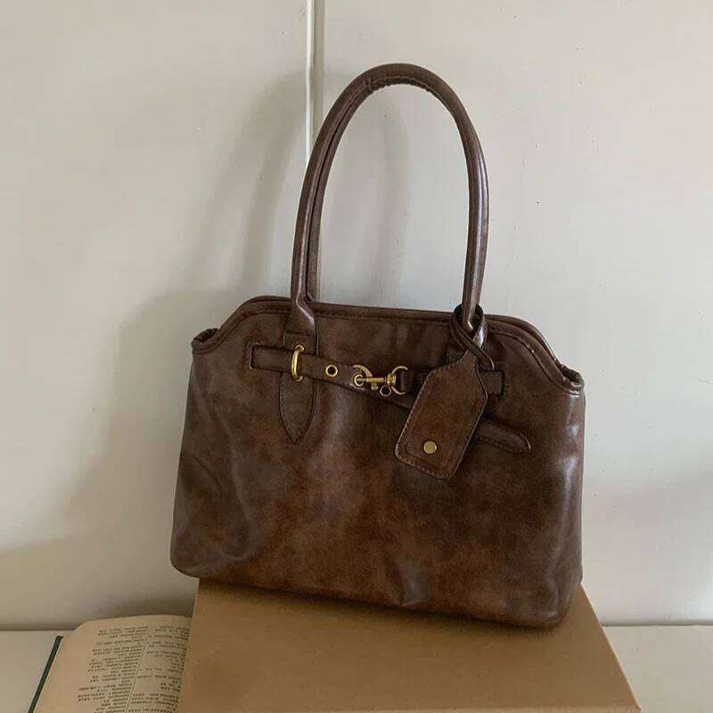 Large Capacity Women's Tote Shoulder Bags Pu Leather Ladies Briefcase Bag Vintage Design Female Daily Commute Handbags Purse Y260205