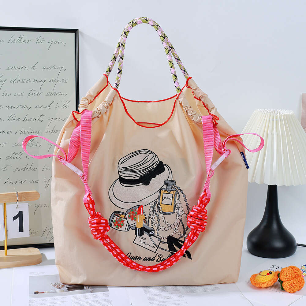 New Shoulder Large Capacity Women's Eco-Friendly Shopping Embroidered Crossbody Nylon Tote Bag MASA
