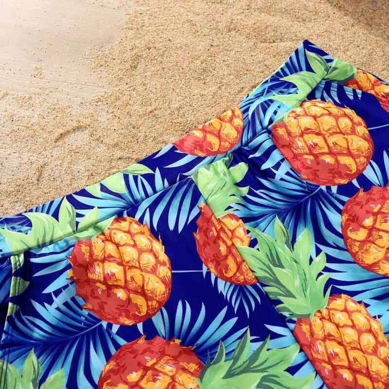Tropical Family Swimwear Pineapple Print Sleeveless Bikini Set with Matching Swimming Trunks for a Fun Day at the XJ260206
