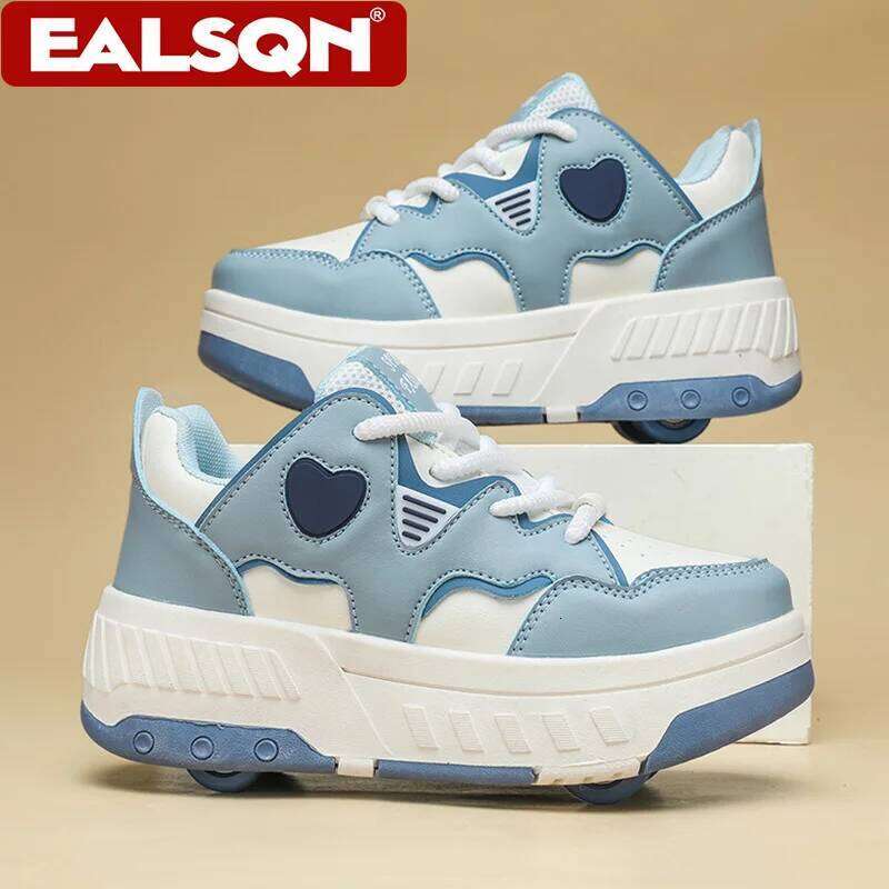 Kids Roller Skate Shoes Fashion Casual Sports Children 4-Wheels Outdoor Sneakers for Boys and Girls Gift 26Y0206